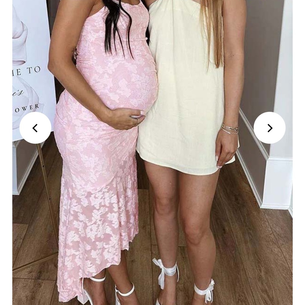 Pink Lace Maternity Dress